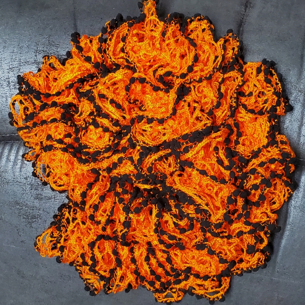 Handmade Ruffle Scarf ~ Orange - Picture 2 of 2